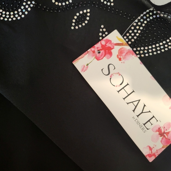 NEW Sohaye Black Scarf / Shawl with Rhinestone Paisley - Picture 4 of 5